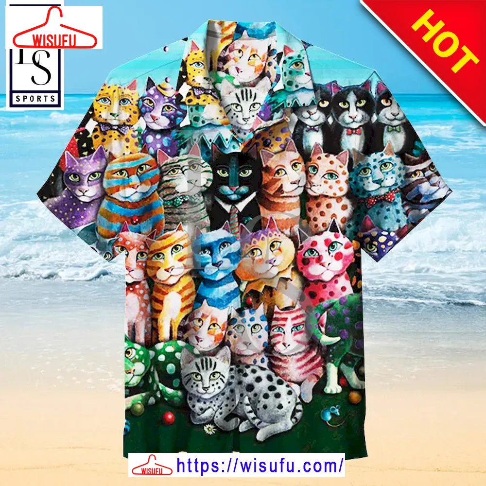 Cat Family Party Hawaiian Shirt, New Fashion Gifts