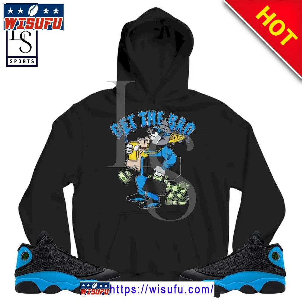 Cat Get Bag Sneaker Match Black University Blue Hoodie