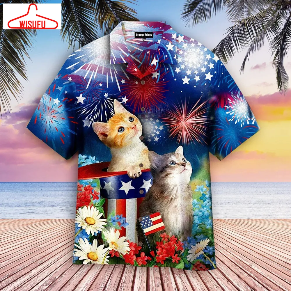 Cat Happy 4th Of July Hawaiian Shirt