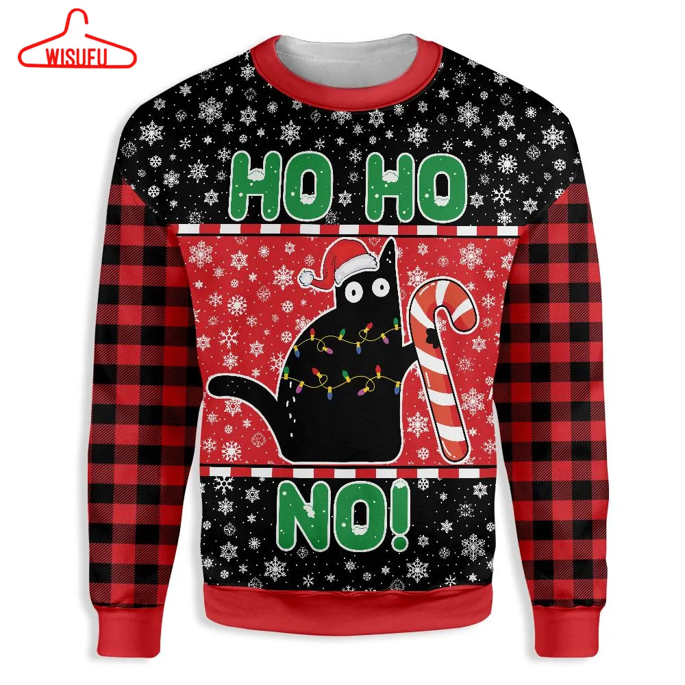 Cat Ho Ho No Christmas Ugly Christmas Sweater - For Men & Women - Adult - New Winter Fashion Shirt Gift For Family