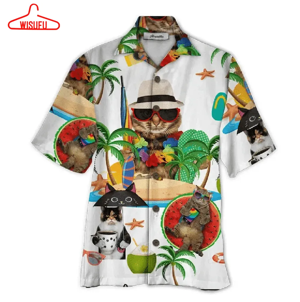 Cat In Beach Tropical Hawaiian Shirt