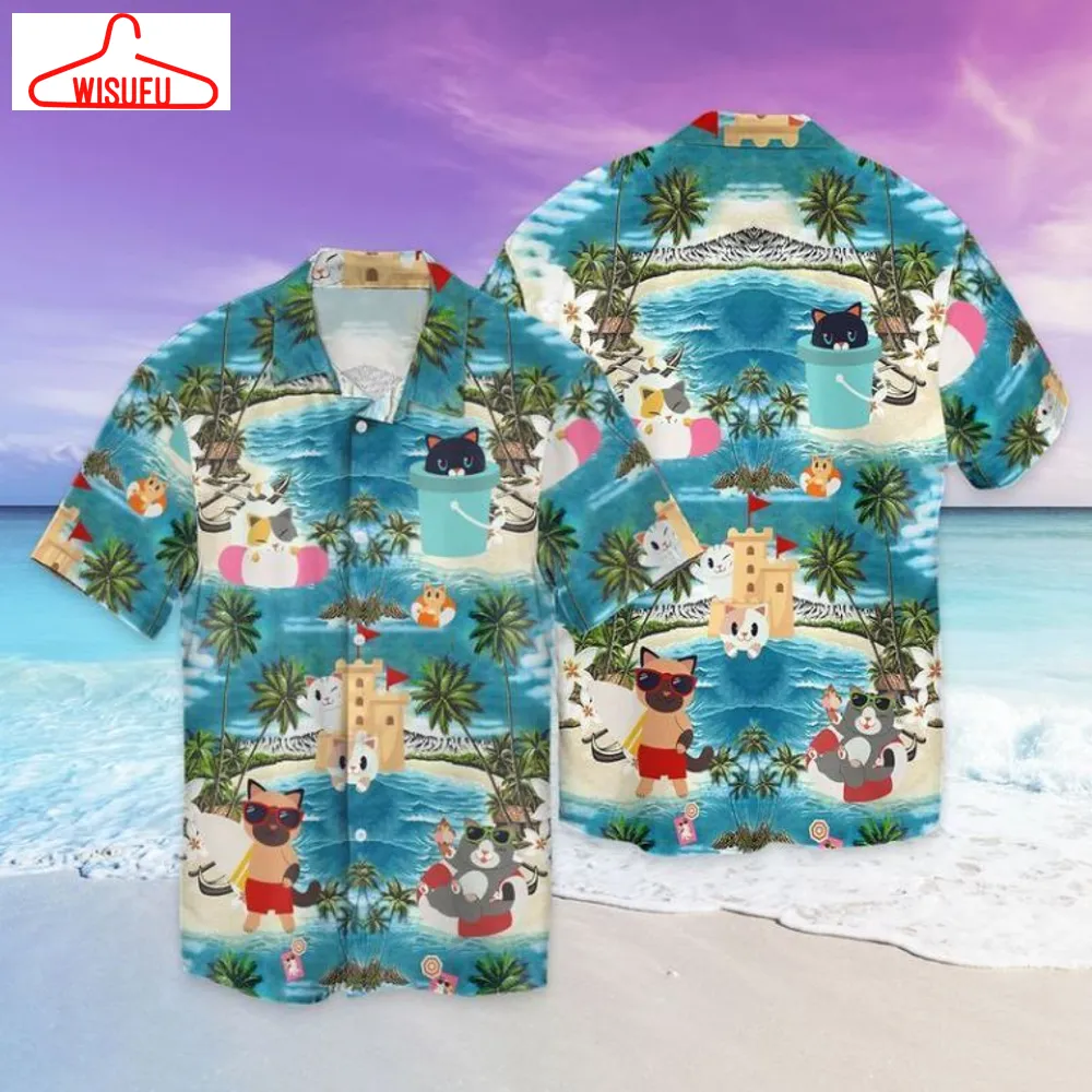 Cat In The Beach Hawaiian Shirt