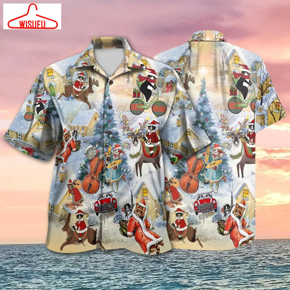 Cat Kitty Reindeer Christmas Hawaiian Shirt