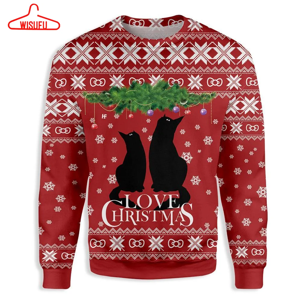 Cat Love Christmas Ugly Christmas Sweater - For Men & Women - Adult - New Winter Fashion Shirt Gift For Family