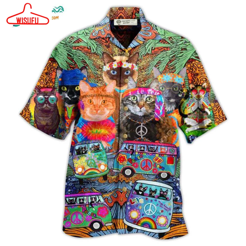 Cat Love Life In Bus Hawaiian Shirt- Wisufu Aloha