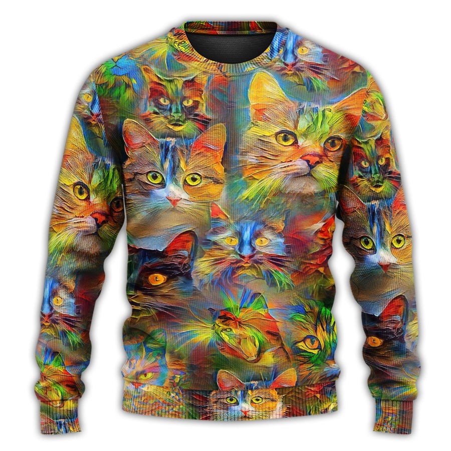 Cat Lovely Amazing Colorful - Sweater - Ugly Christmas Sweaters