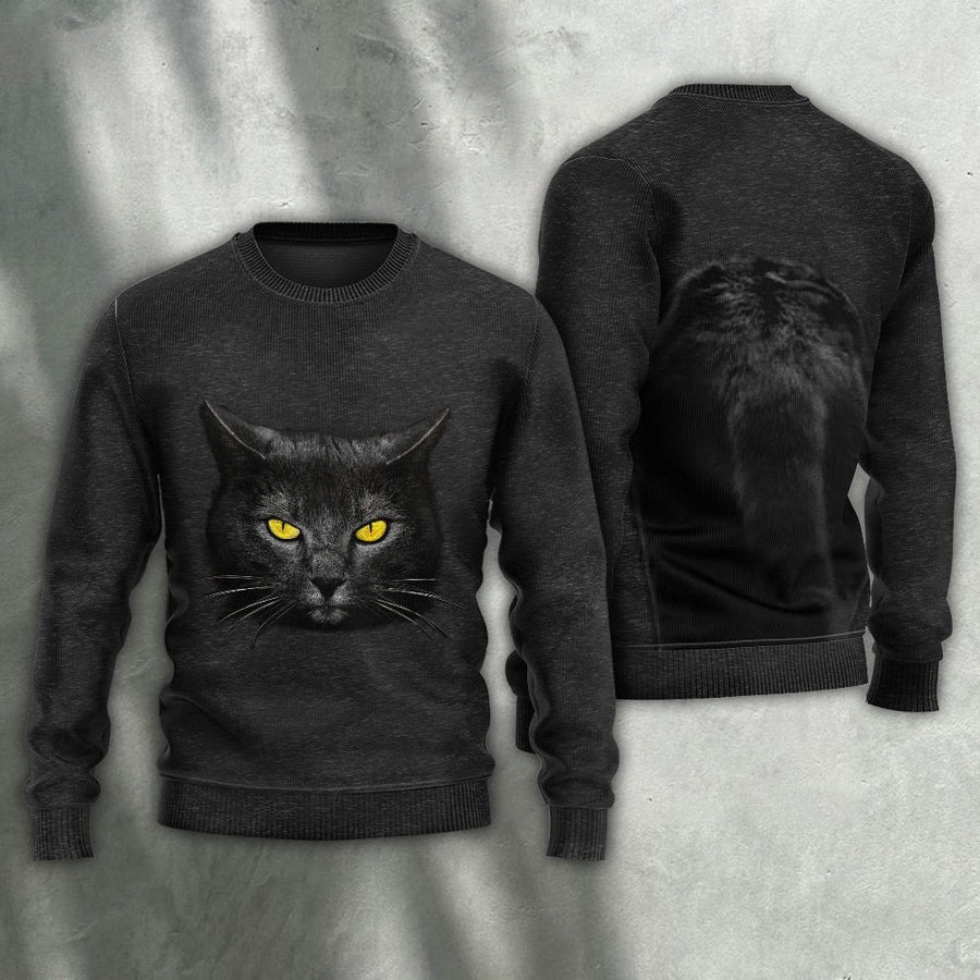 Cat Loves Darkness So Cool - Sweater - Ugly Christmas Sweaters