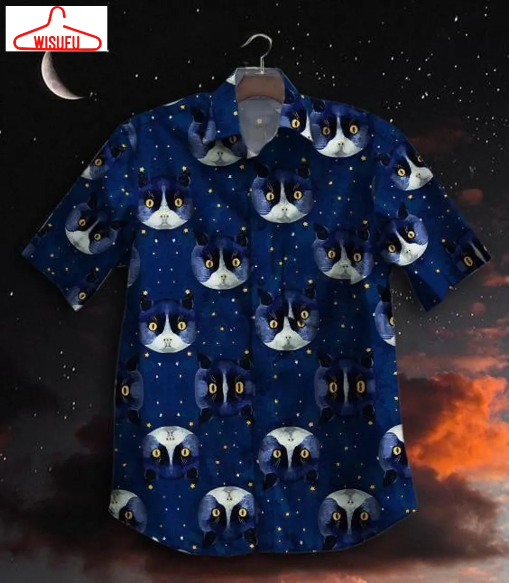 Cat Night Sky Hawaiian Shirt