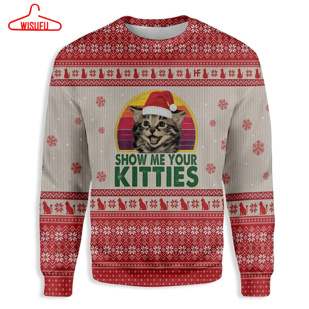 Cat Show Me Your Kitties Ugly Christmas Sweater - For Men & Women - Adult - New Winter Fashion Shirt Gift For Family