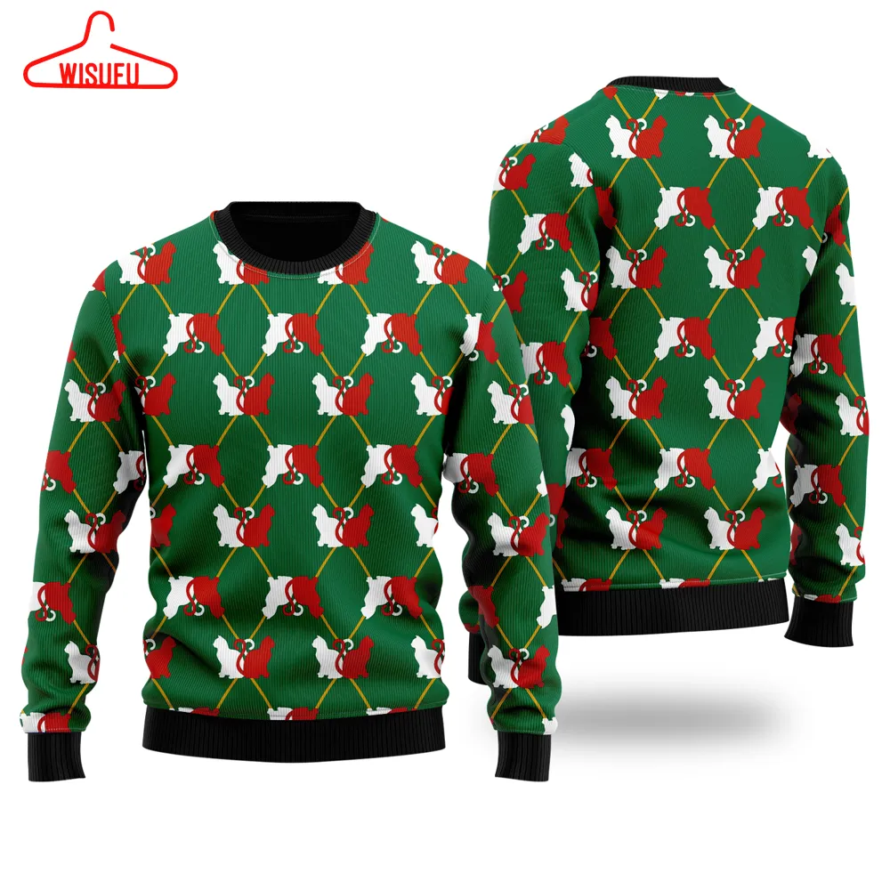 Cat Silhouettes Green Argyle Ugly Christmas Sweater - For Men & Women - New Winter Fashion Shirt Gift For Family