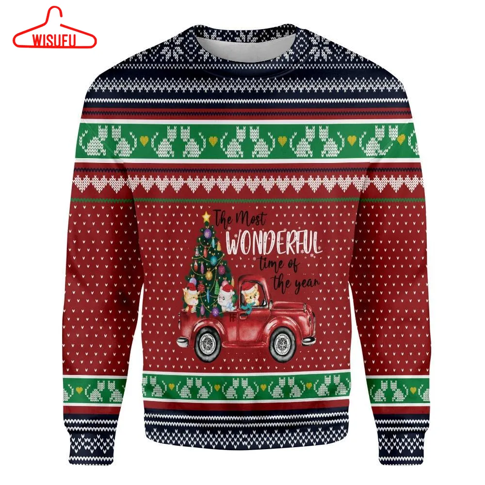 Cat The Most Wonderful Time Of Year Ugly Christmas Sweater - For Men & Women - Adult - New Winter Fashion Shirt Gift For Family