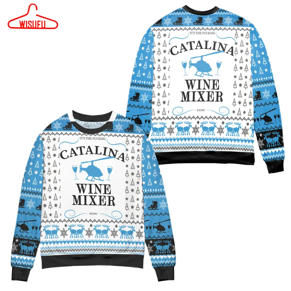 Catalina Wine Mixer Reindeer Snowflake Pattern Ugly Christmas Sweater