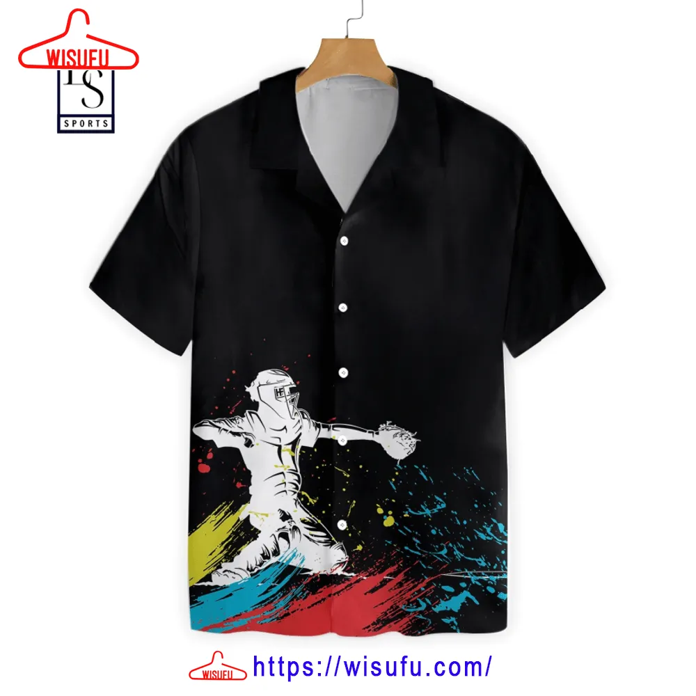 Catcher Silhouette Baseball Hawaiian Shirt, New Fashion Gifts