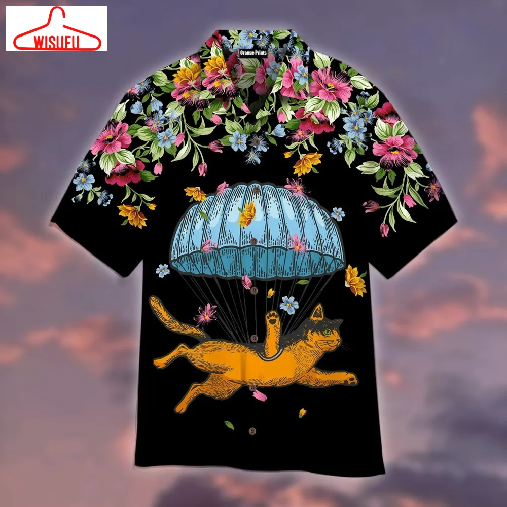 Catdiver Floral Love Skydiving Hawaiian Shirt