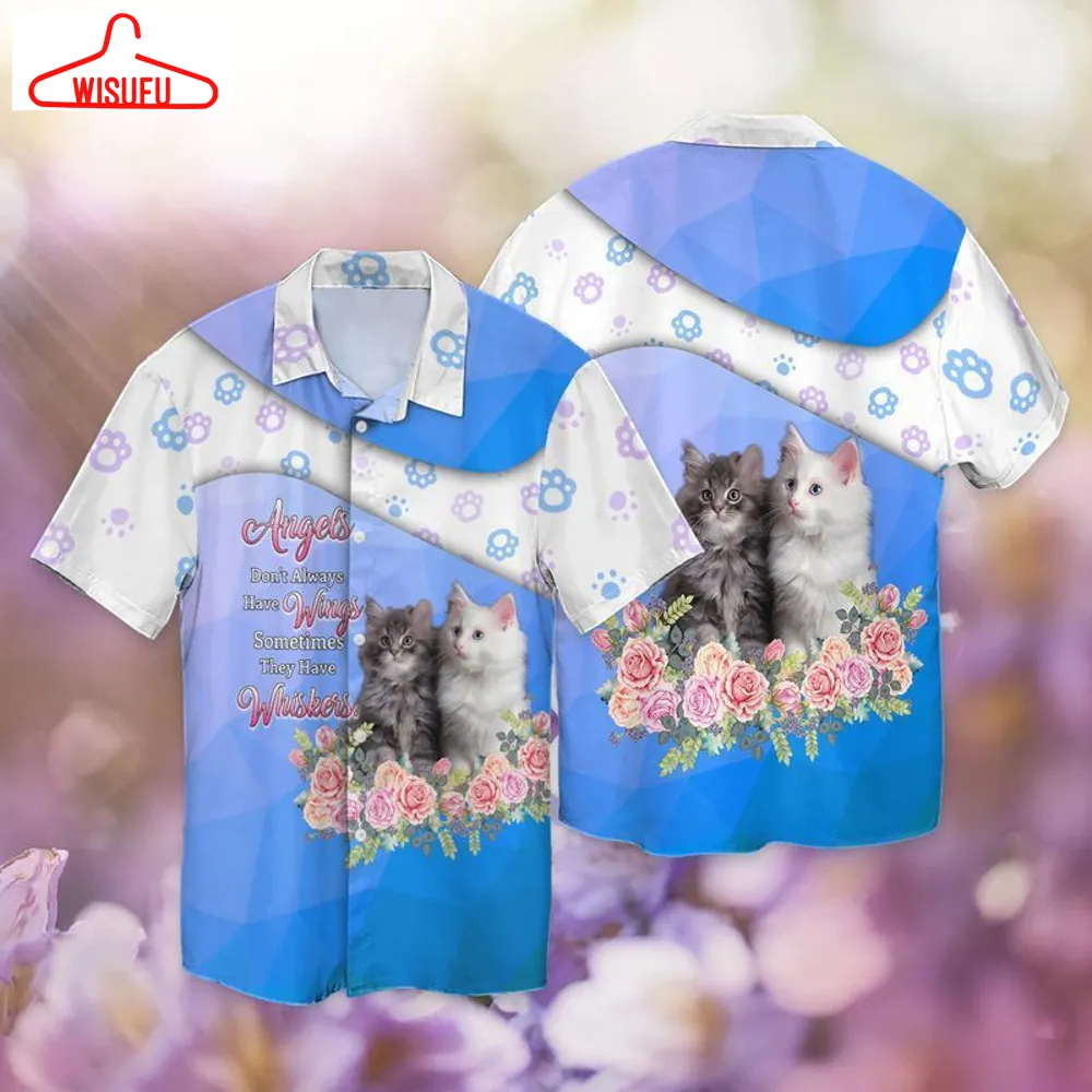 Cats Angels Do Not Always Have Wings Sometimes They Have Whiskers Hawaiian Shirt