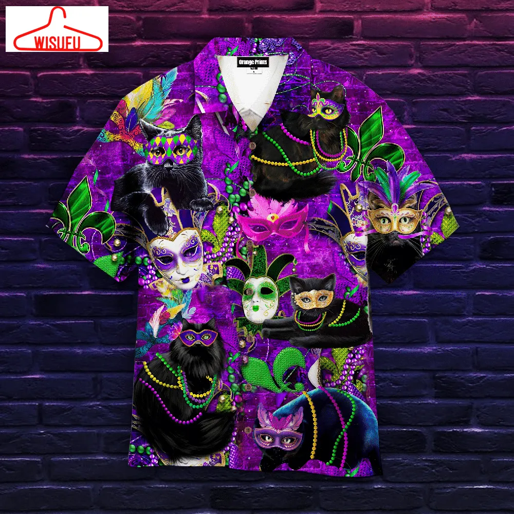 Cats Mardi Gras Carnival Hawaiian Shirt