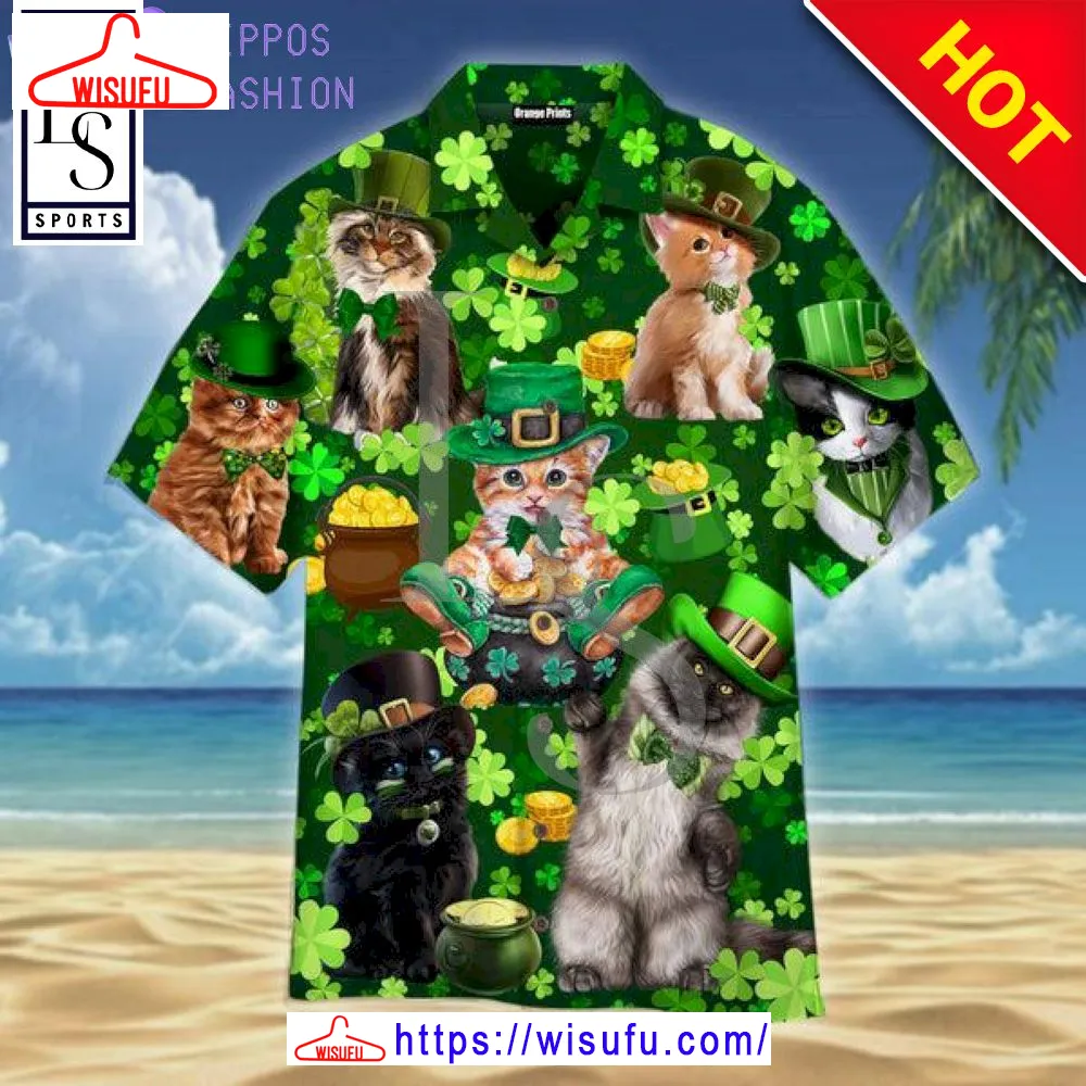 Cats Pattern Saint Patrick Day Hawaiian Shirt, New Fashion Gifts