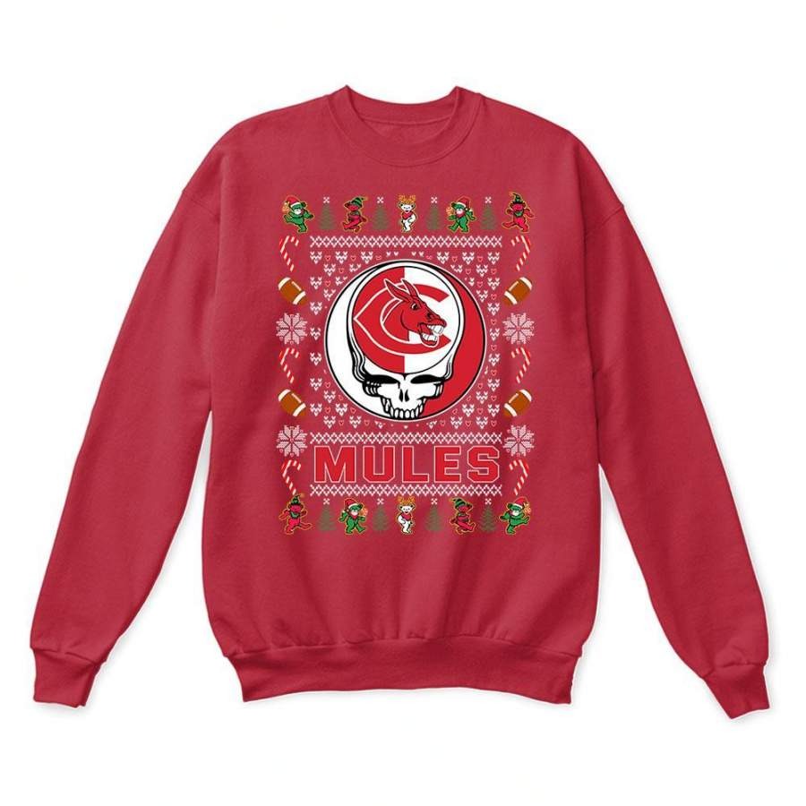 Central Missouri Mules x Grateful Dead Christmas Ugly Sweatshirt-Red