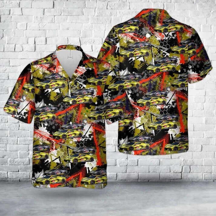 Chev Corvette C8 Hawaiian Shirt, Beach Shirt, Gift For Men, S-5XL US Size