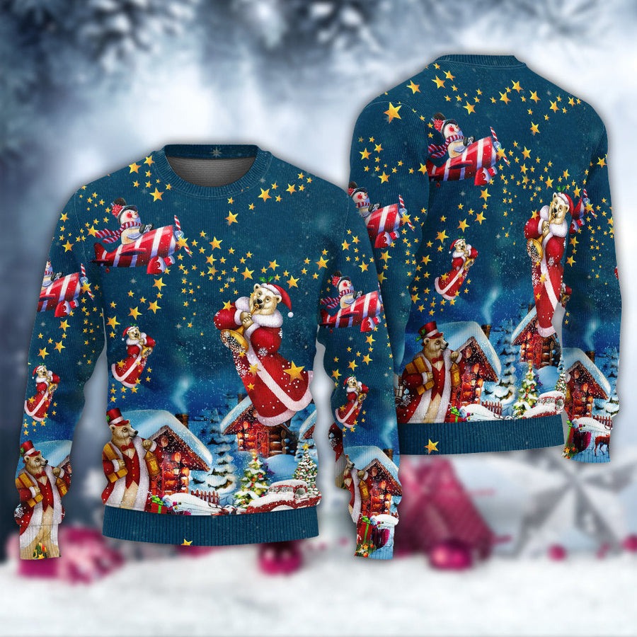 Christmas Bear Santa Happy - Sweater - Ugly Christmas Sweaters