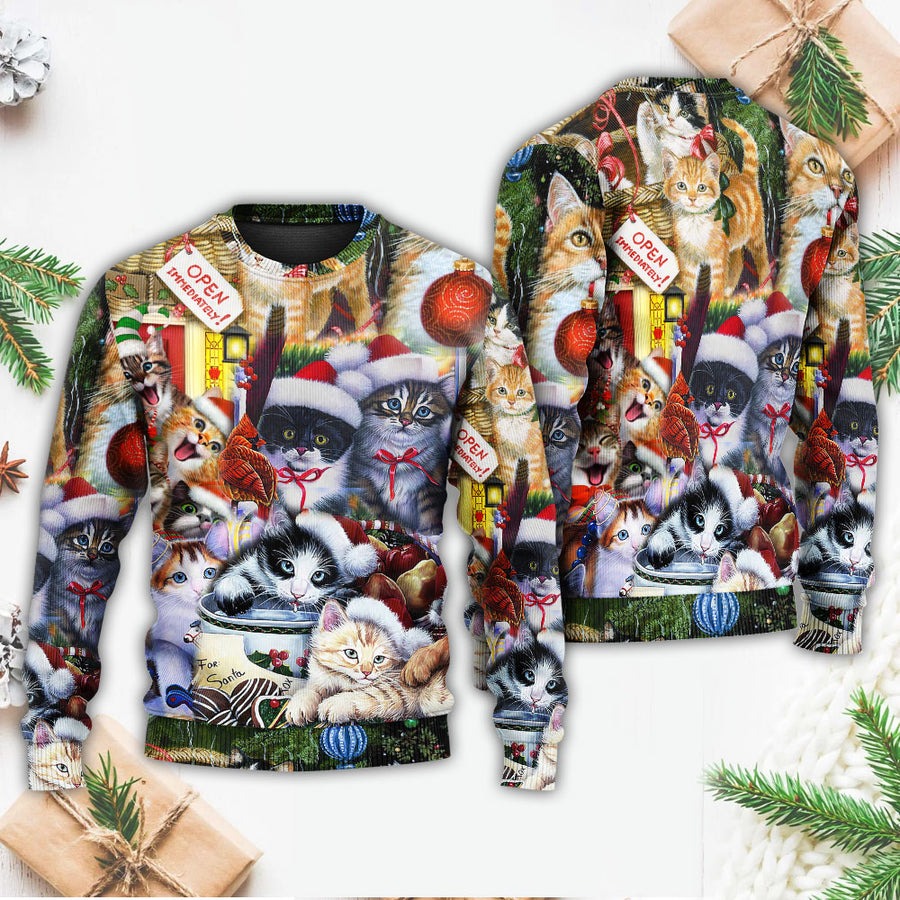 Christmas Cat Love Xmas - Sweater - Ugly Christmas Sweaters