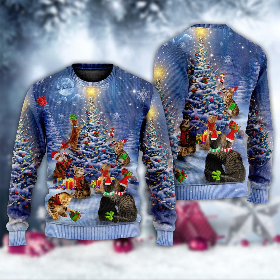 Christmas Cats Love Christmas Tree - Sweater - Ugly Christmas Sweaters