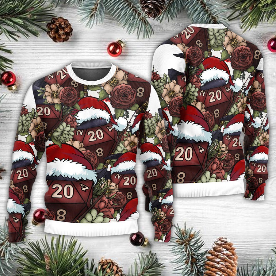 Christmas D20 Witch Dice D20 Xmas Vibe - Sweater - Ugly Christmas Sweaters