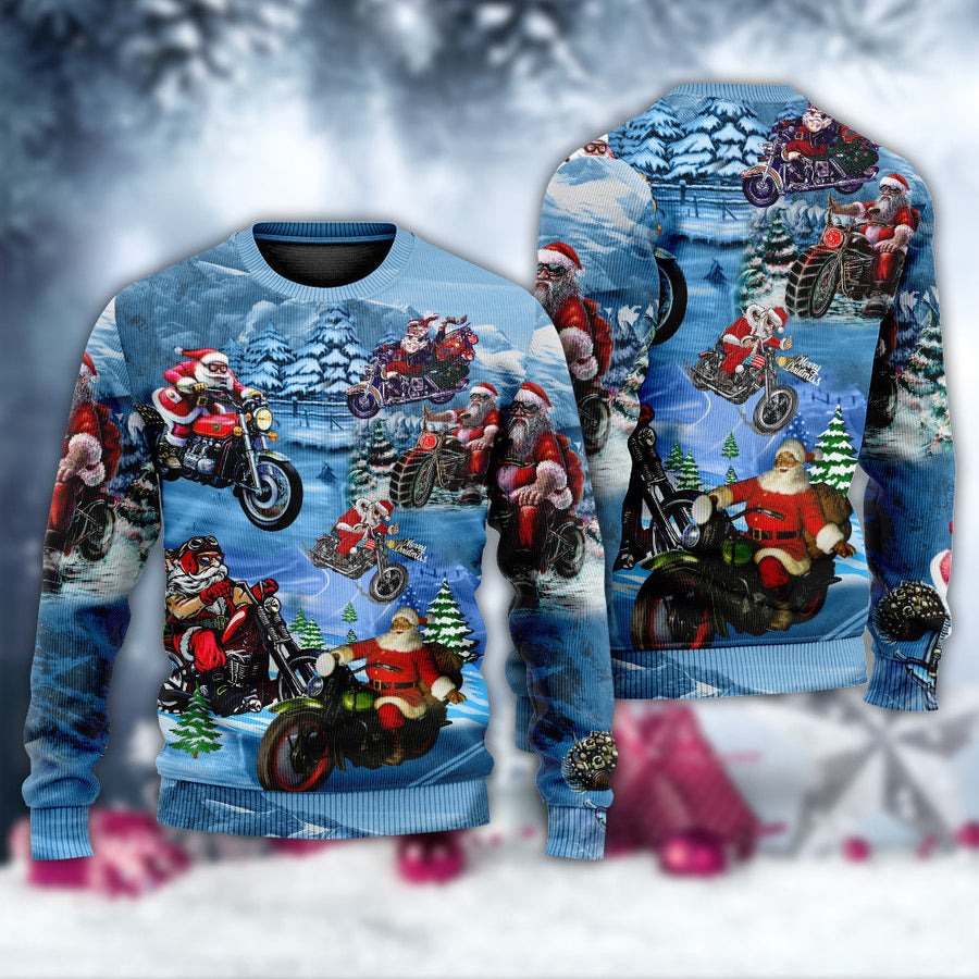 Christmas Driving With Santa Claus - Sweater - Ugly Christmas Sweaters