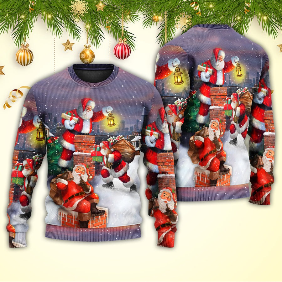 Christmas Having Fun With Santa Claus Gift For Xmas Art Style - Sweater - Ugly Christmas Sweaters