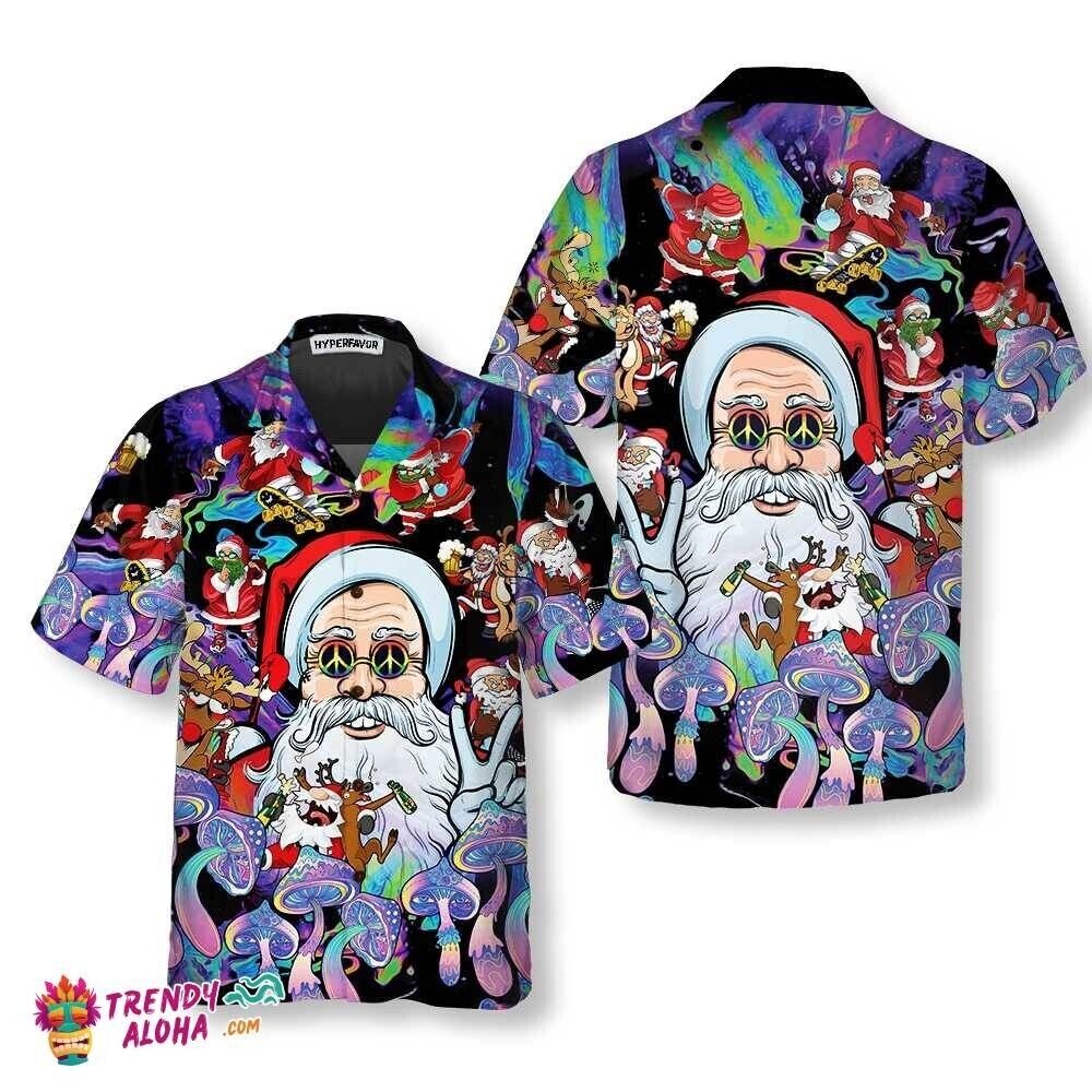 Christmas Hippie Santa Claus Hawaiian Shirt, Gift for men, S-5XL US Size