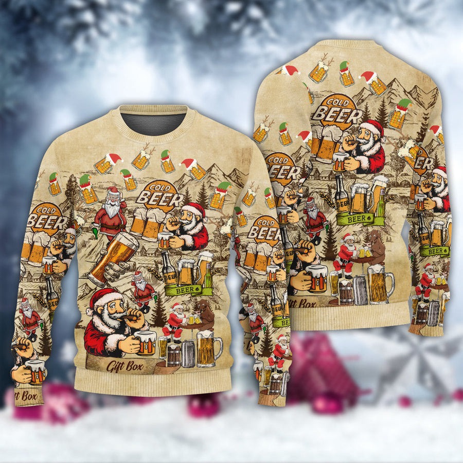 Christmas Merry Xmas Love Beer - Sweater - Ugly Christmas Sweaters