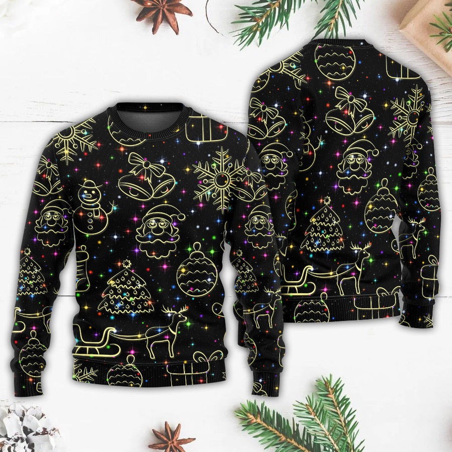 Christmas Neon Light Stary Amazing Night - Sweater - Ugly Christmas Sweaters