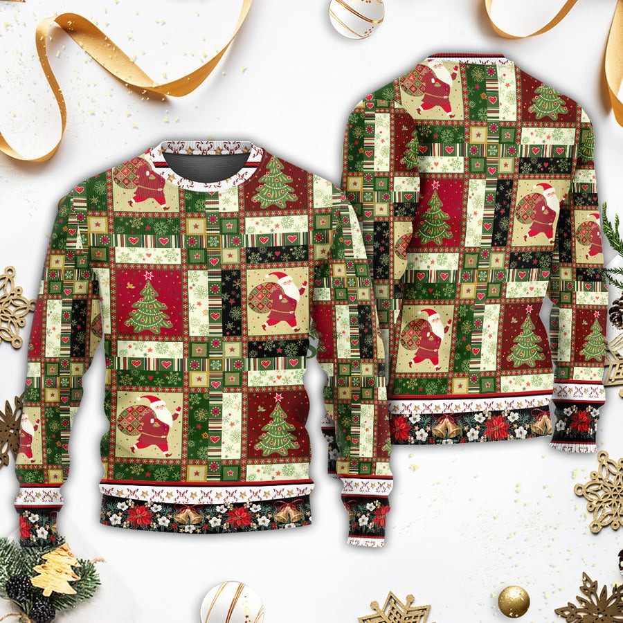 Christmas Santa And Fir-tree - Sweater - Ugly Christmas Sweaters