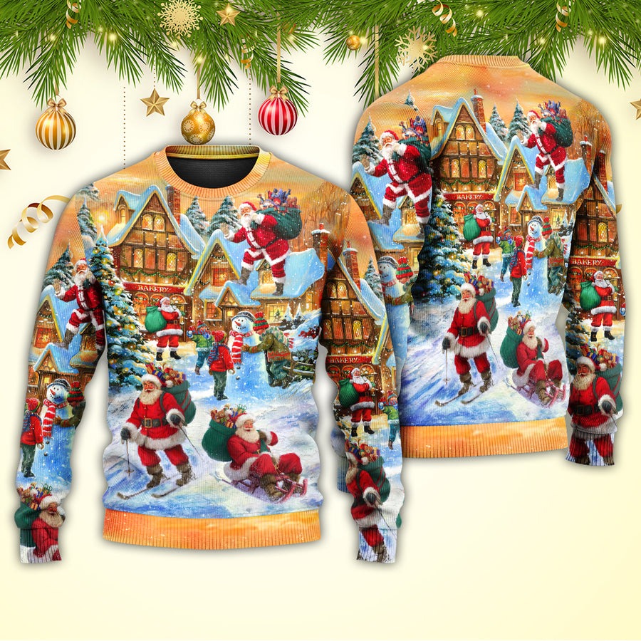 Christmas Santa Claus In The Town Xmas Is Coming - Sweater - Ugly Christmas Sweaters