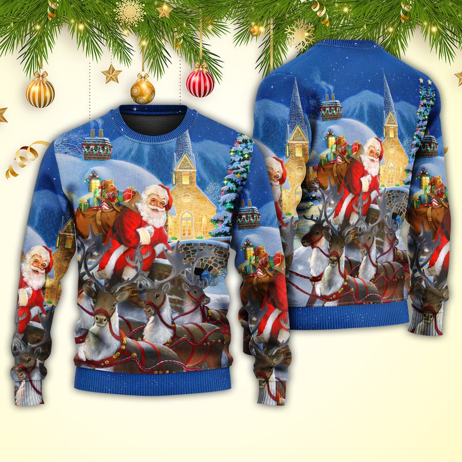 Christmas Santa Claus Reindeer Gift For Xmas Art Style - Sweater - Ugly Christmas Sweaters