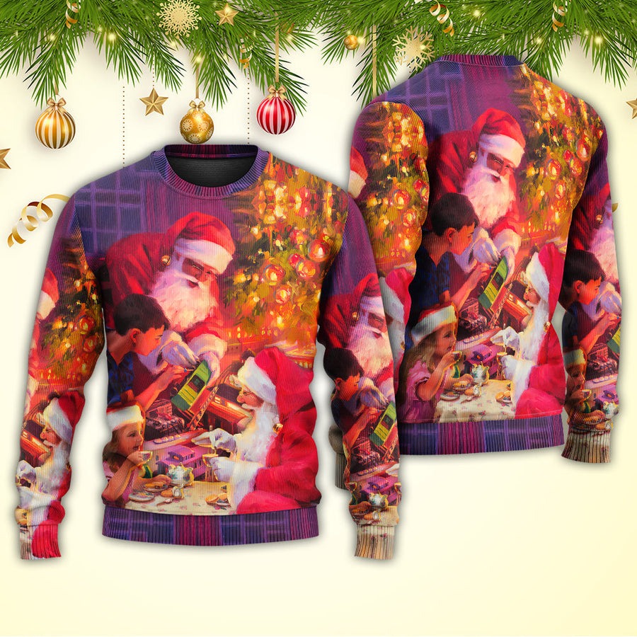 Christmas Santa Claus Story Light Art Style - Sweater - Ugly Christmas Sweaters