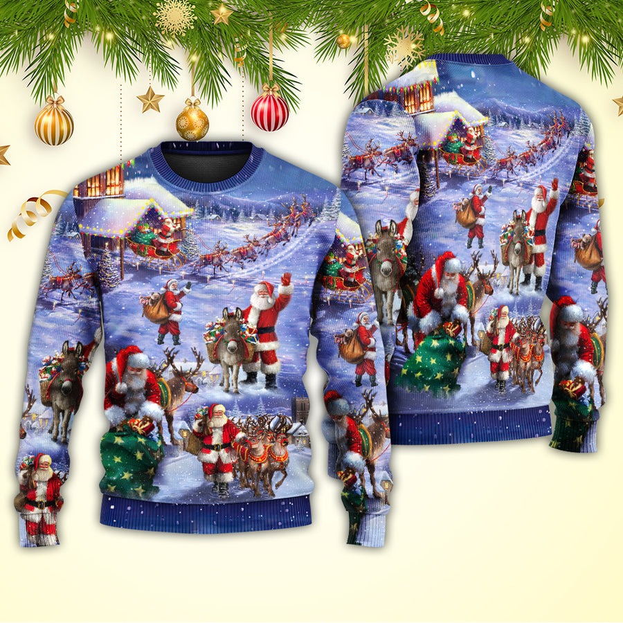 Christmas Santa Claus Story Night Gift For Xmas Painting Style - Sweater - Ugly Christmas Sweaters