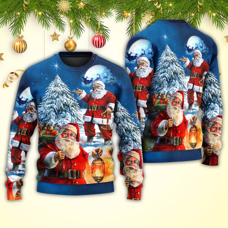 Christmas Santa Claus Story Nights Christmas Is Coming Painting Style - Sweater - Ugly Christmas Sweaters