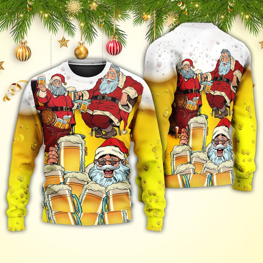 Christmas Santa I Want More Beer - Sweater - Ugly Christmas Sweaters