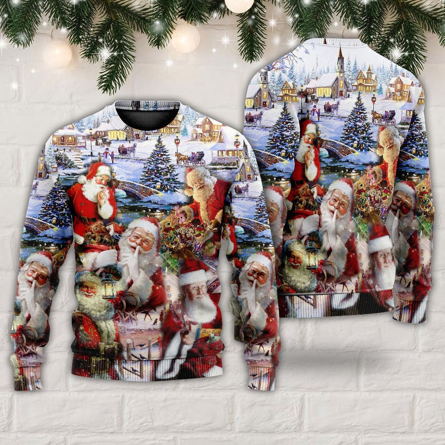 Christmas Santa I'm Just Here For The Ho's - Sweater - Ugly Christmas Sweaters