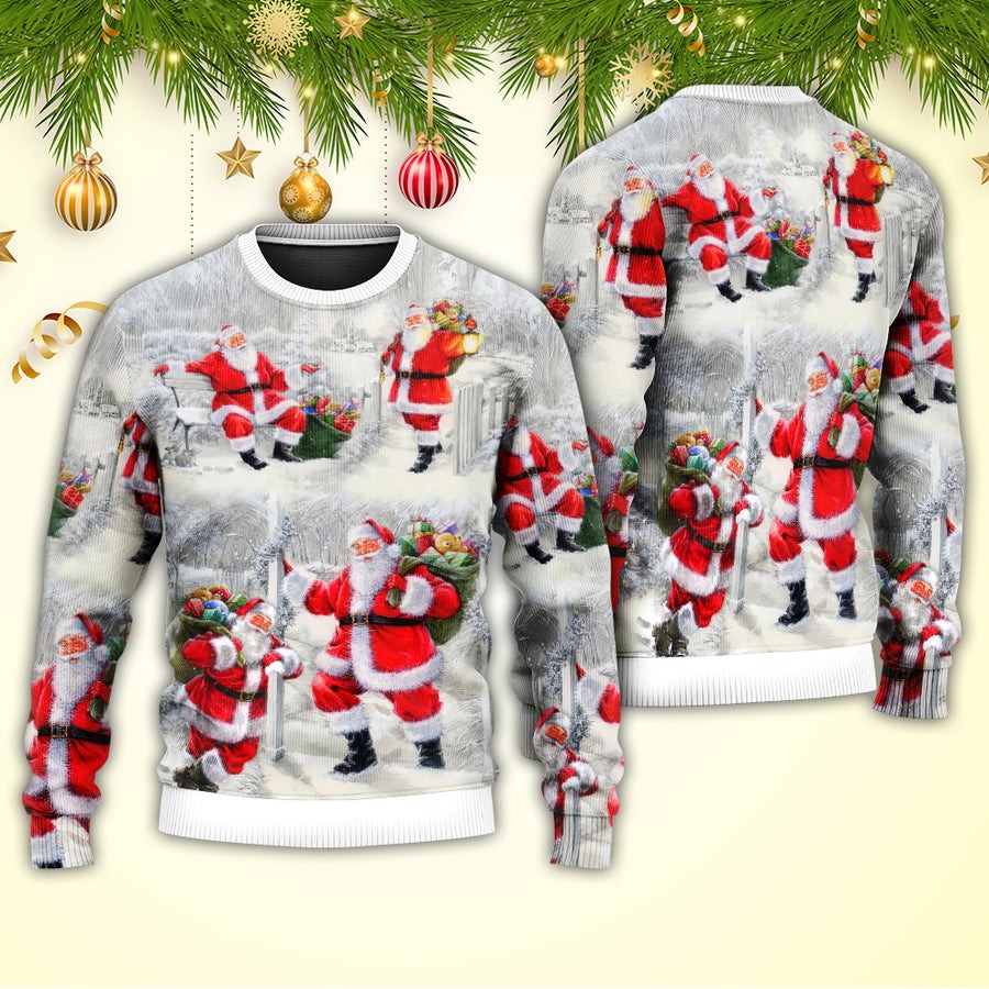 Christmas Santa Is Always With You Art Style - Sweater - Ugly Christmas Sweaters