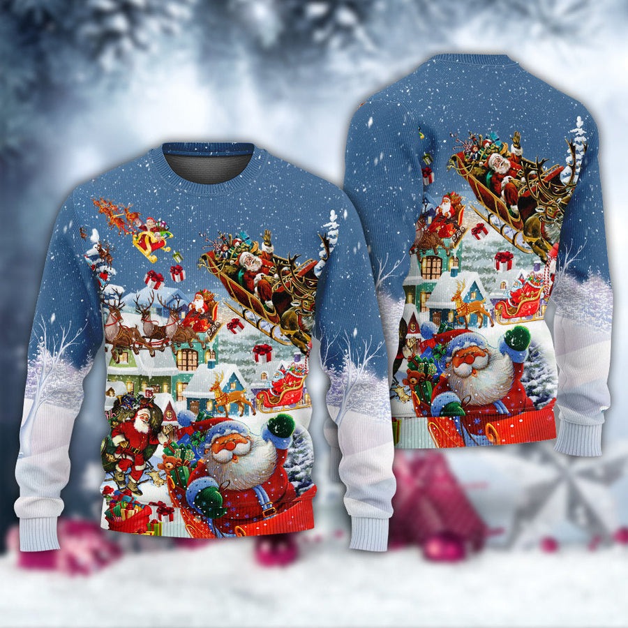 Christmas Say Hi From Santa's Sleigh - Sweater - Ugly Christmas Sweaters