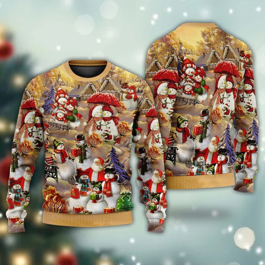 Christmas Snowman Couple Love Xmas - Sweater - Ugly Christmas Sweaters