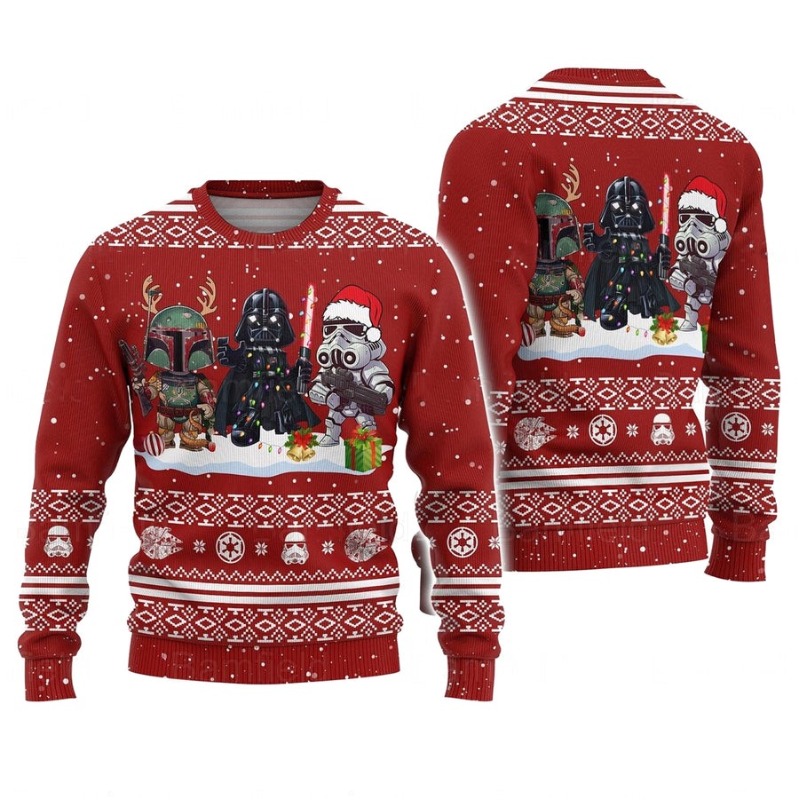 Christmas Star Wars Stormtrooper Darth Vader Mandalorian Christmas - Sweater - Ugly Christmas Sweater