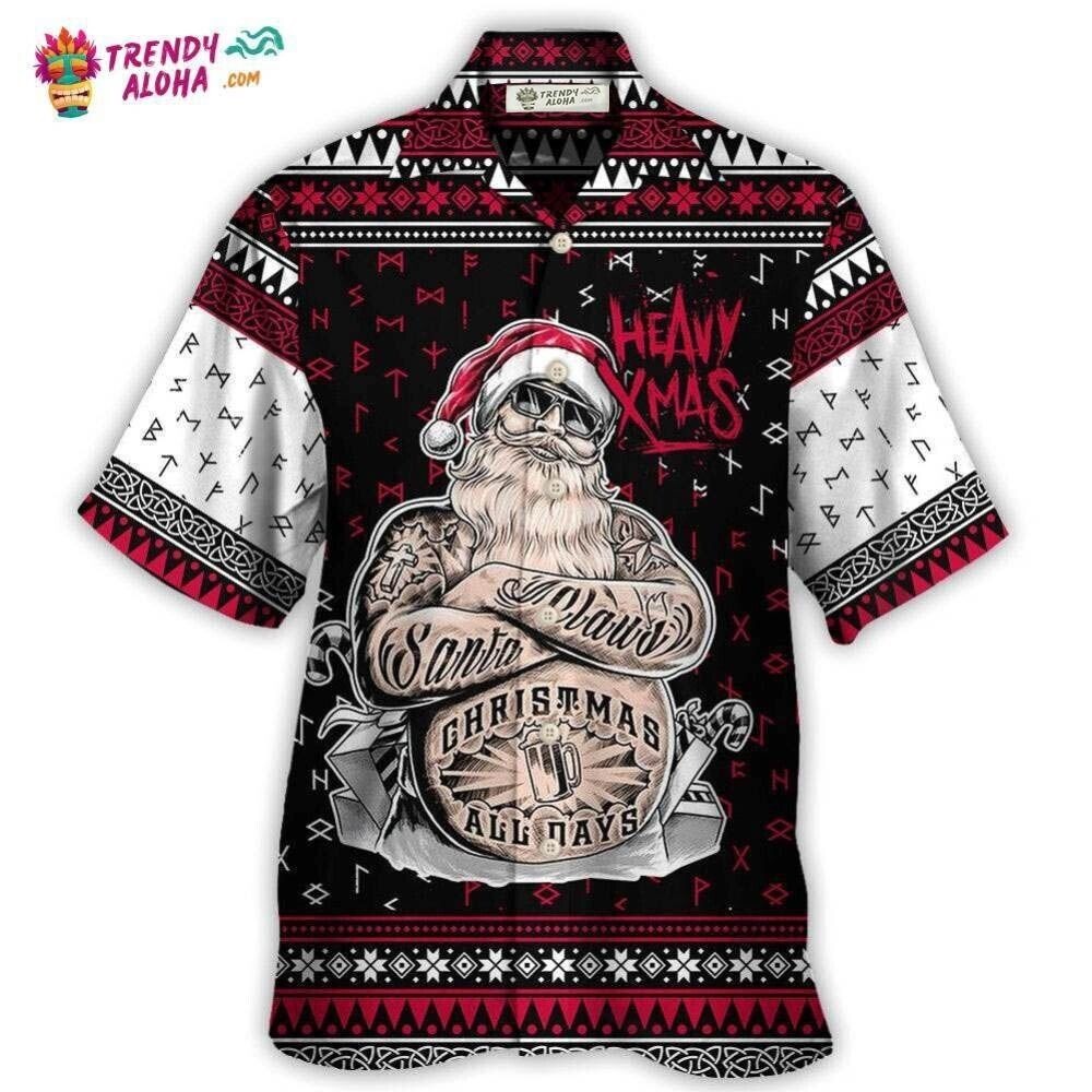 Christmas Tattoo Santa Funny Merry Xmas Hawaiian Shirt, S-5XL US Size