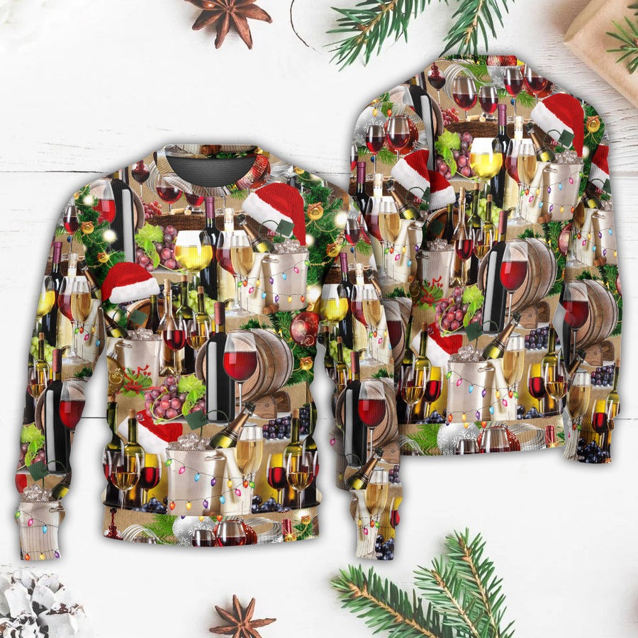 Christmas Wine For A Christmas Night - Sweater - Ugly Christmas Sweaters