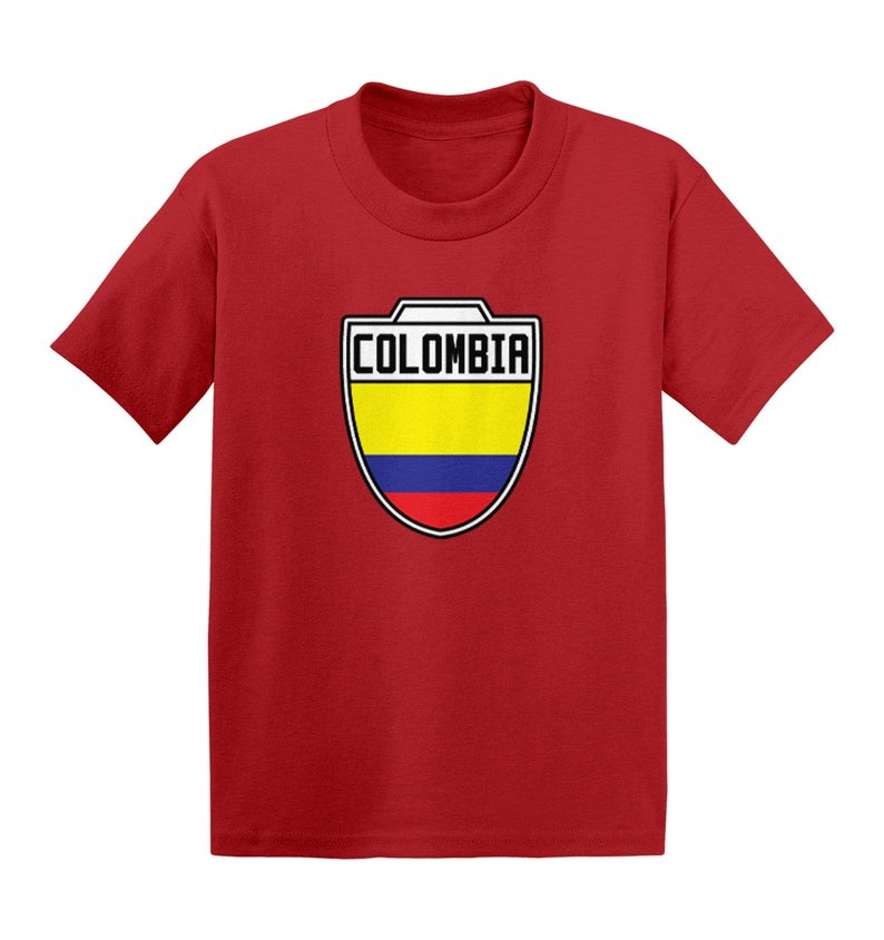 Colombia Soccer Crest Kid's T-Shirt - Country Pride Proud Heritage Nationality Compete World Competition Represent Futbol Sports