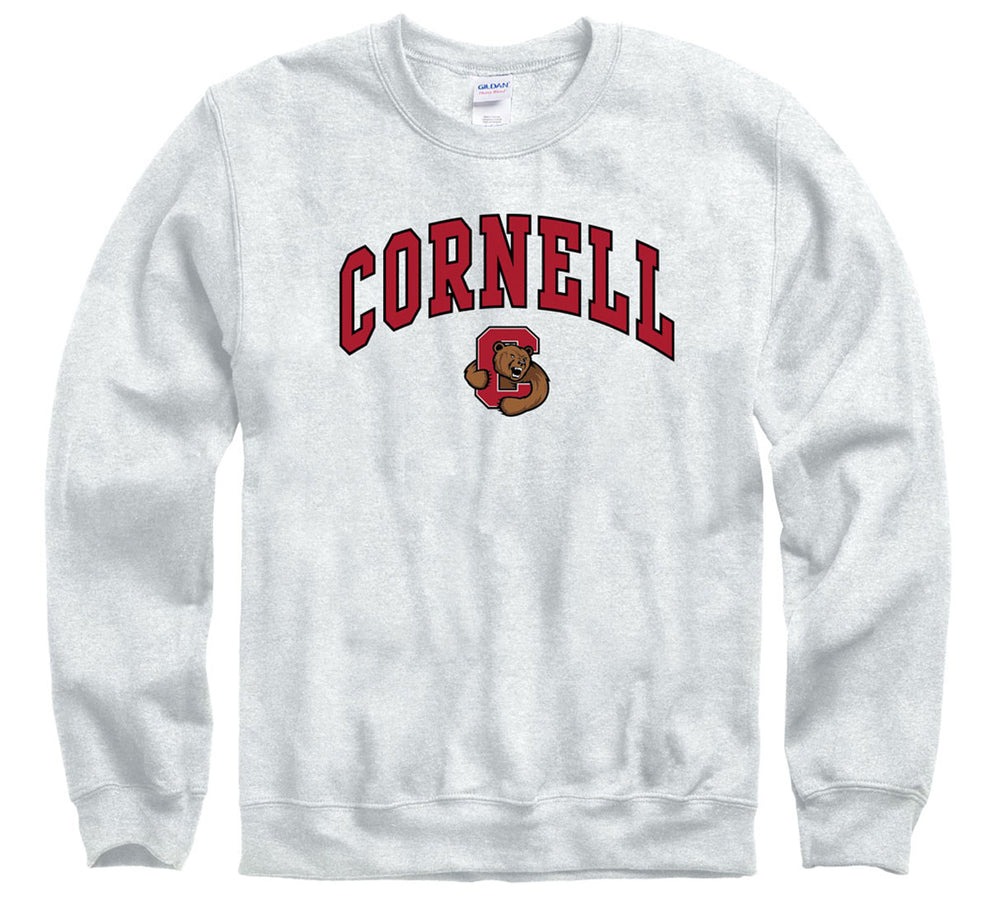 Cornell University arch and C & Bear mascot crew-neck sweatshirt-Ash gray