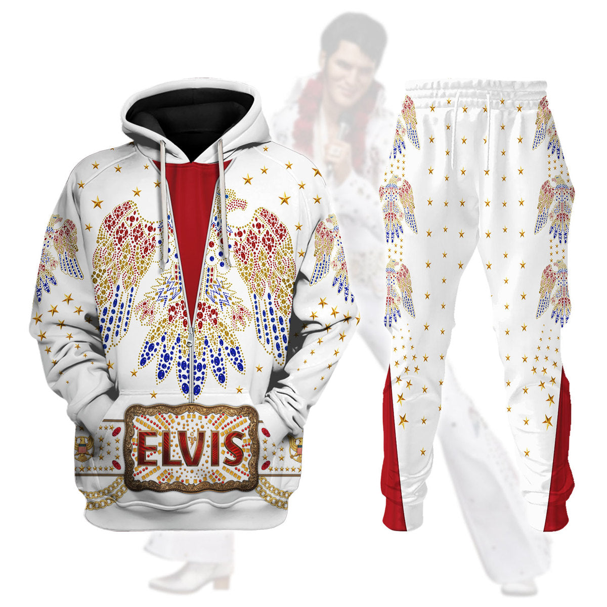 Cosplay Gearhomie Elvis Aloha Costume white track suit 