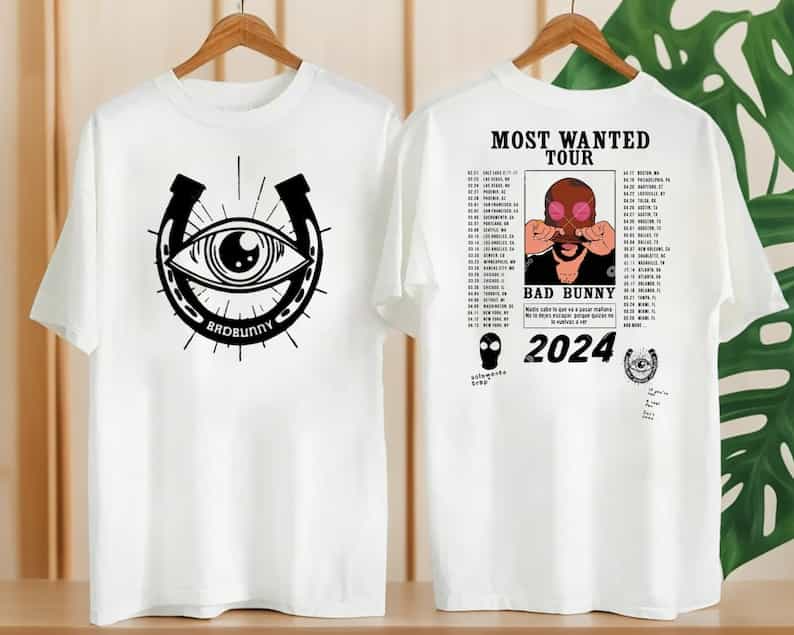 Cowboy Bad Bunny Graphic T-Shirt, Most Wanted Tour 2024 Bad Bunny Unisex T-Shirt White